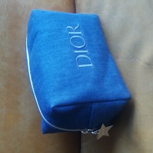 NEW Christian DIOR denim Jean Cosmetic Toiletry Clutch Pouch Bag